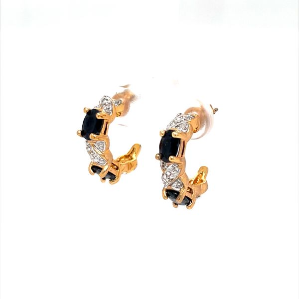 Gold Plated Sterling Silver Sapphire and Diamond Earrings Image 2 Minor Jewelry Inc. Nashville, TN