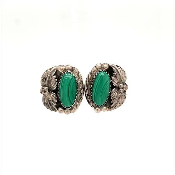 Sterling Silver and Malachite Clip On Earrings Minor Jewelry Inc. Nashville, TN