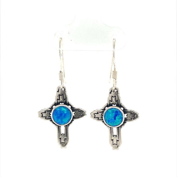 Sterling Silver Created Opal Earrings Image 2 Minor Jewelry Inc. Nashville, TN