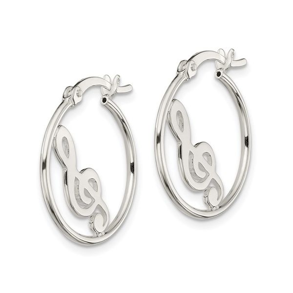 Sterling Silver Music Note Hoops Image 2 Minor Jewelry Inc. Nashville, TN