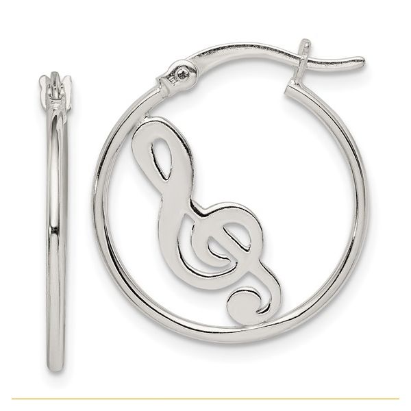 Sterling Silver Music Note Hoops Minor Jewelry Inc. Nashville, TN