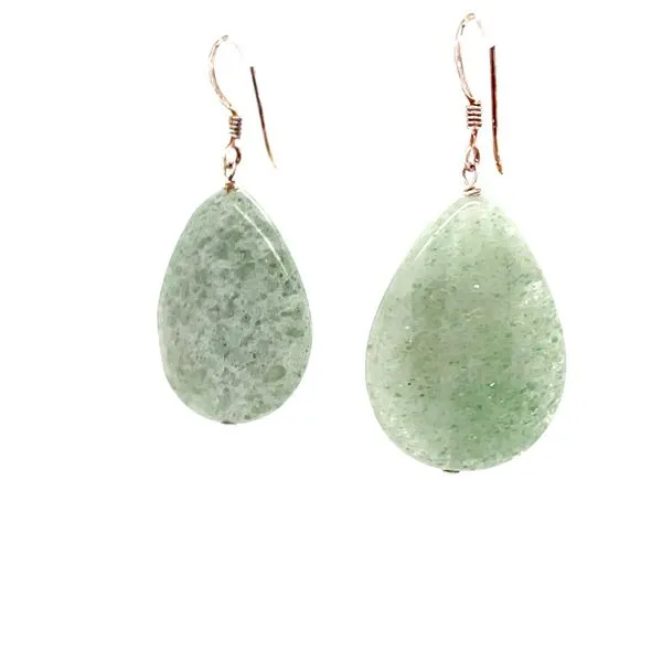 Sterling Silver Aventurine Teardrop Earrings Image 2 Minor Jewelry Inc. Nashville, TN