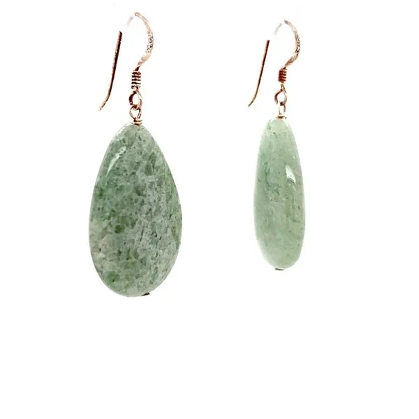 Sterling Silver Aventurine Teardrop Earrings Image 3 Minor Jewelry Inc. Nashville, TN