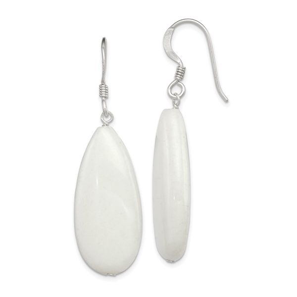 Sterling Silver White Jade Teardrop Earrings Image 2 Minor Jewelry Inc. Nashville, TN