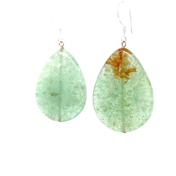 Sterling Silver Aventurine Teardrop Earrings Image 2 Minor Jewelry Inc. Nashville, TN