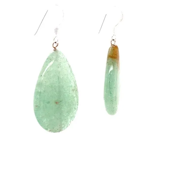 Sterling Silver Aventurine Teardrop Earrings Image 3 Minor Jewelry Inc. Nashville, TN