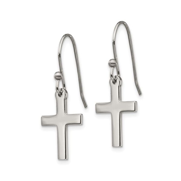 Stainless Steel Cross Shepherd Hook Earrings Image 2 Minor Jewelry Inc. Nashville, TN