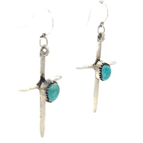 Sterling Silver Estate Turquoise Cross Earrings Image 3 Minor Jewelry Inc. Nashville, TN