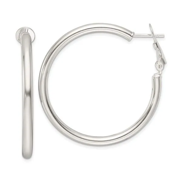 Silver  40 x3.25mm Hoop Earrings Image 3 Minor Jewelry Inc. Nashville, TN