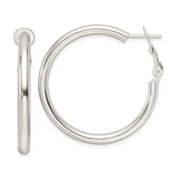 Silver 35.5 X  3.25mm Hoop Earrings Image 2 Minor Jewelry Inc. Nashville, TN
