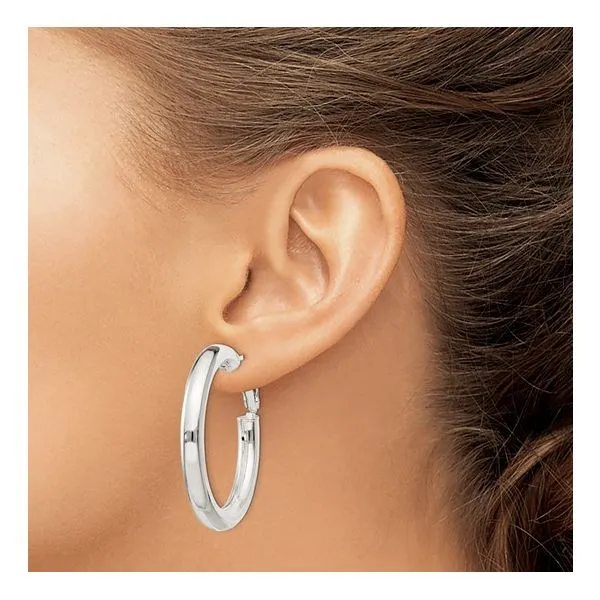 Silver 40x5mm Hoop Earrings Image 3 Minor Jewelry Inc. Nashville, TN