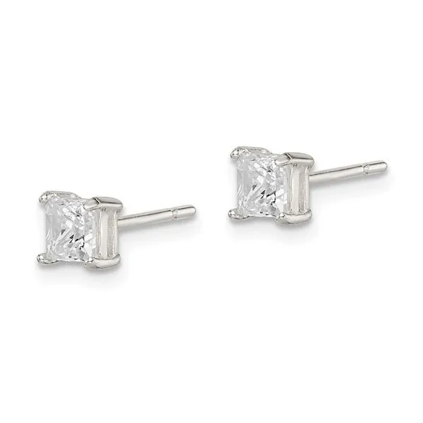 Sterling Silver 4mm  Cubic Zirconia Stud Earrings Image 2 Minor Jewelry Inc. Nashville, TN