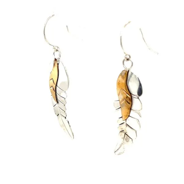 Sterling Silver 2-Tone Leaf Earrings Image 2 Minor Jewelry Inc. Nashville, TN