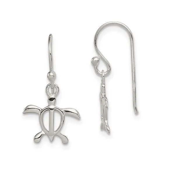 Sterling Silver Sea Turtle Dangle Earrings Image 2 Minor Jewelry Inc. Nashville, TN