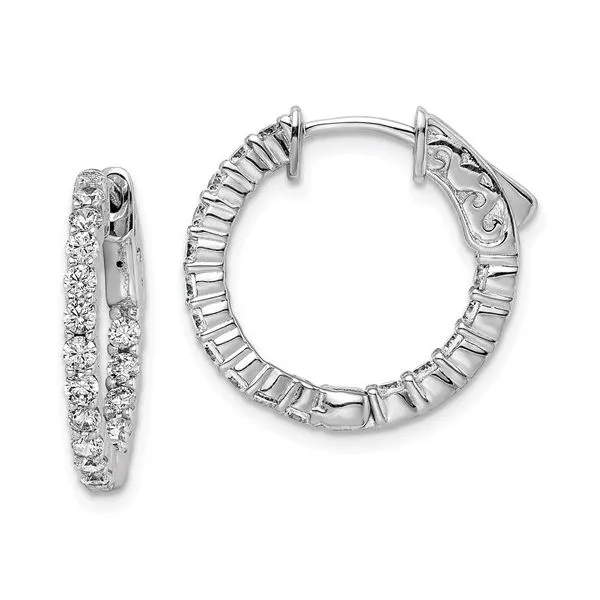 Sterling Silver Cubic Zirconium In and Out Hinged Hoops Image 2 Minor Jewelry Inc. Nashville, TN