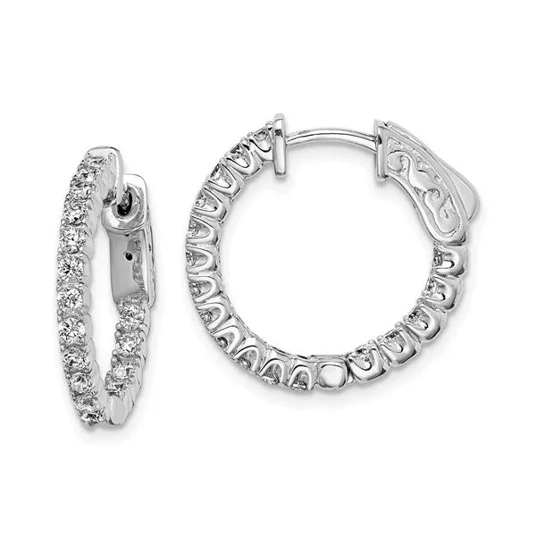 Sterling Silver Cubic Zirconium In and Out Hinged Hoops Image 2 Minor Jewelry Inc. Nashville, TN