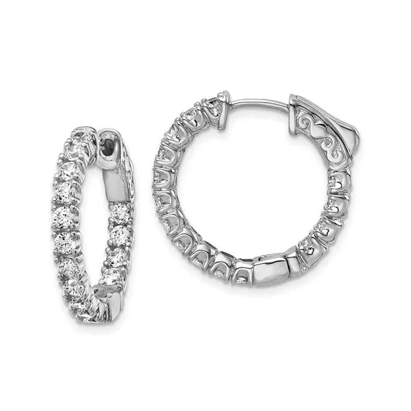 Sterling Silver Cubic Zirconium In and Out Hinged Hoops
