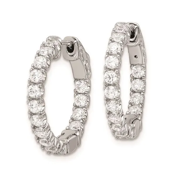 Sterling Silver Cubic Zirconium In and Out Hinged Hoops