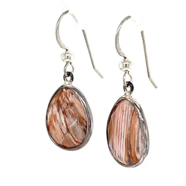Stainless Steel Checkerboard-Cut Agate Drop Earrings Image 2 Minor Jewelry Inc. Nashville, TN