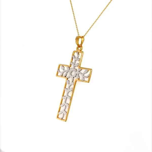 14K Yellow and White Gold Cross Pendant Necklace Minor Jewelry Inc. Nashville, TN