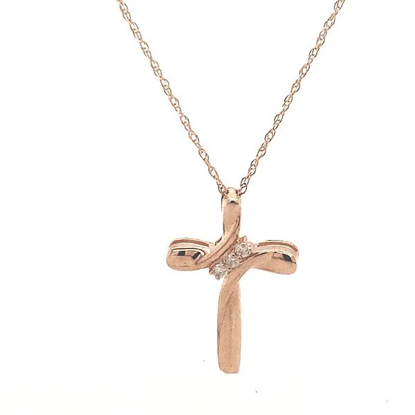 14K Rose Gold Diamond Cross Pendant Necklace Image 2 Minor Jewelry Inc. Nashville, TN