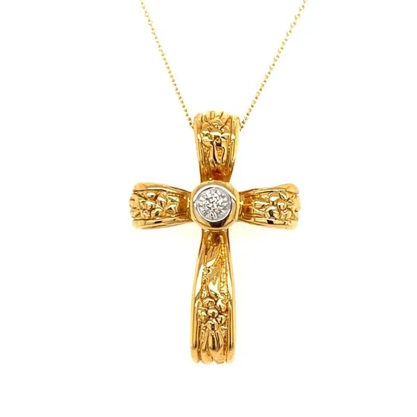 14K Yellow Gold Estate Diamond Cross Pendant Necklace Minor Jewelry Inc. Nashville, TN