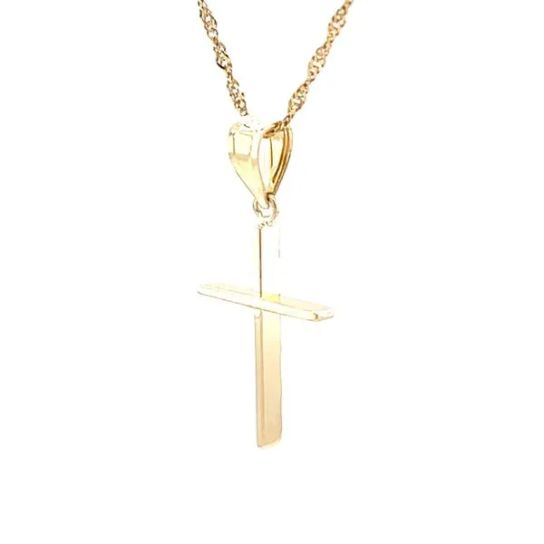 14K Yellow Gold Cross Pendant & 18-Inch Twisted Diamond-Cut Curb Chain Image 2 Minor Jewelry Inc. Nashville, TN