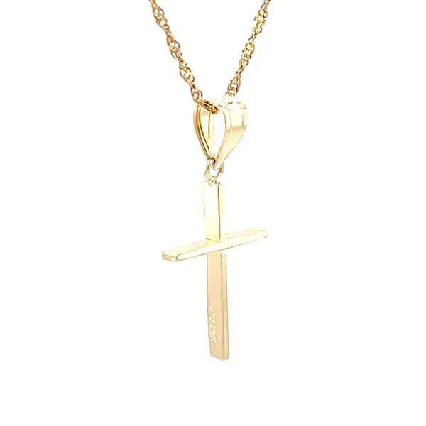 14K Yellow Gold Cross Pendant & 18-Inch Twisted Diamond-Cut Curb Chain Image 3 Minor Jewelry Inc. Nashville, TN