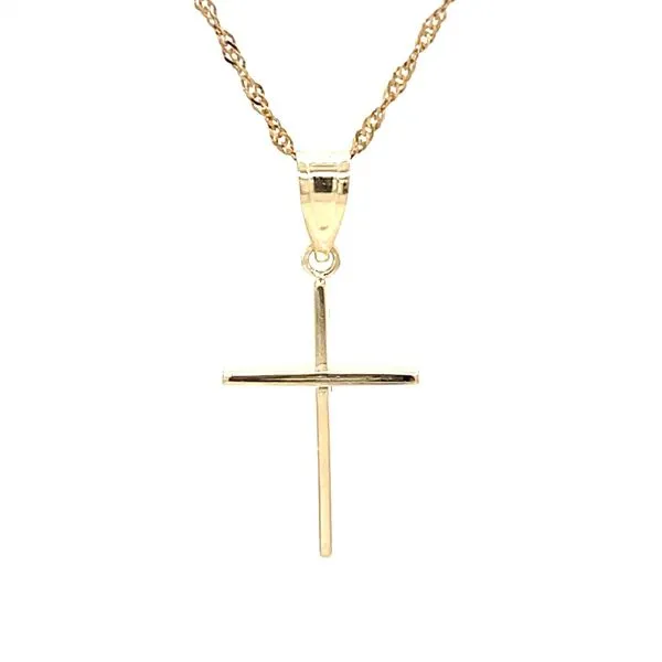 14K Yellow Gold Cross Pendant & 18-Inch Twisted Diamond-Cut Curb Chain Minor Jewelry Inc. Nashville, TN