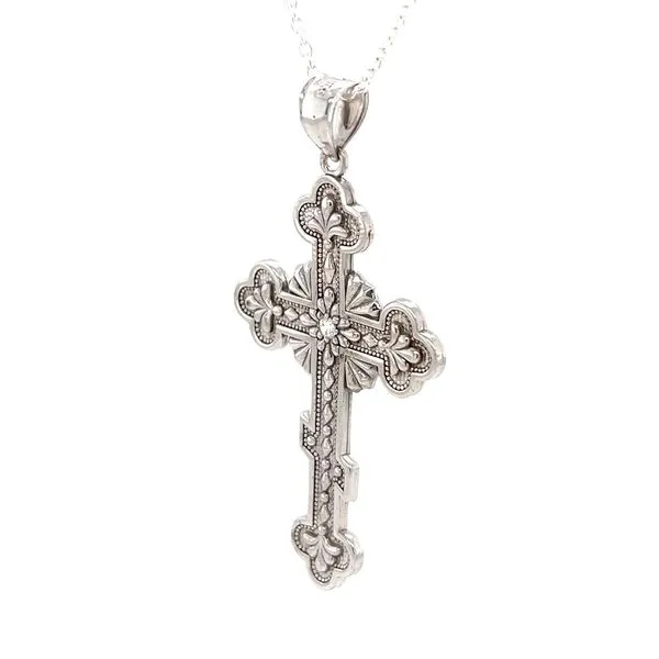 Sterling Silver Estate Cubic Zirconium Cross Pendant Neck...