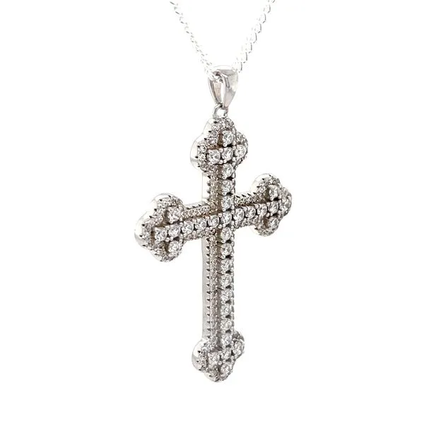 Sterling Silver & Glass Gem Cross Pendant Necklace