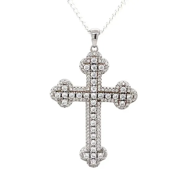 Sterling Silver & Glass Gem Cross Pendant Necklace