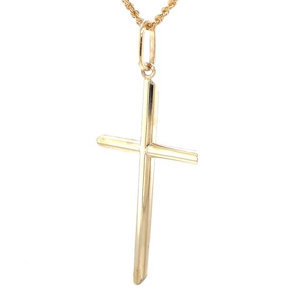 10K Yellow Gold Estate Cross Pendant on a 1.5mm Diamond Cut Rope Chain Image 2 Minor Jewelry Inc. Nashville, TN