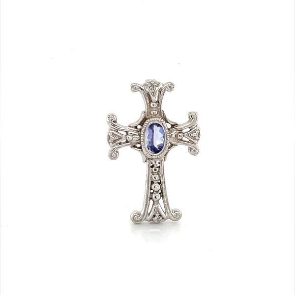 14K White Gold Filigree Tanzanite and Diamond Cross Minor Jewelry Inc. Nashville, TN