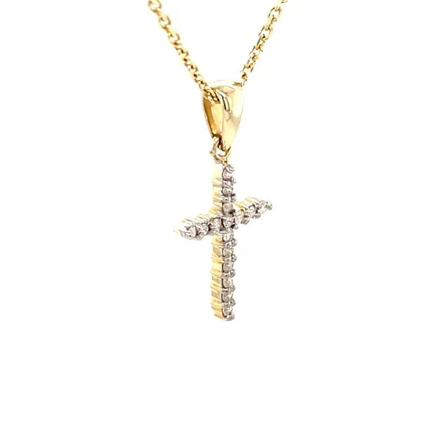 14K Yellow Gold Mined Diamond Cross Pendant Image 2 Minor Jewelry Inc. Nashville, TN