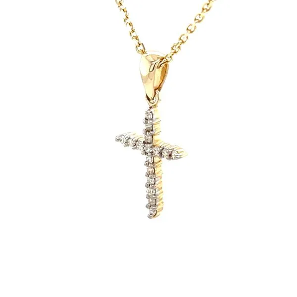 14K Yellow Gold Mined Diamond Cross Pendant Image 3 Minor Jewelry Inc. Nashville, TN