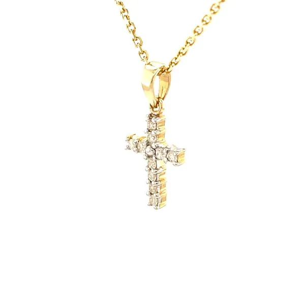 14K Yellow Gold Mined Diamond Cross Pendant Image 2 Minor Jewelry Inc. Nashville, TN