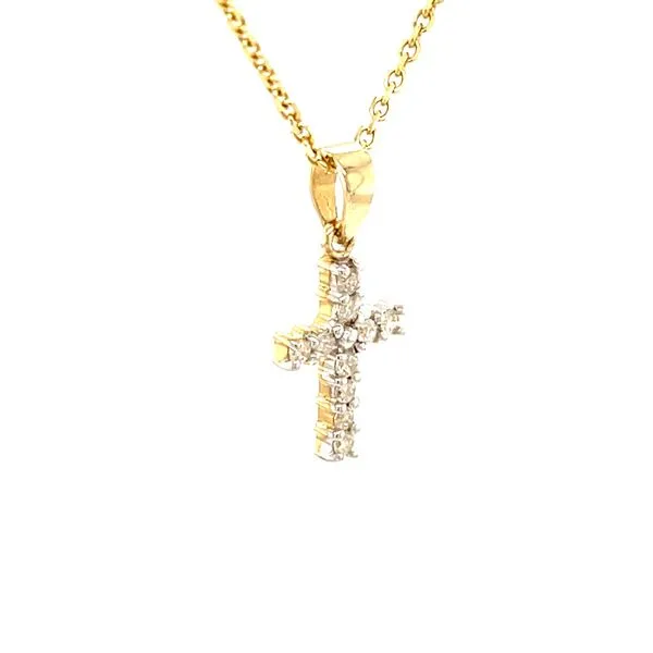 14K Yellow Gold Mined Diamond Cross Pendant Image 3 Minor Jewelry Inc. Nashville, TN