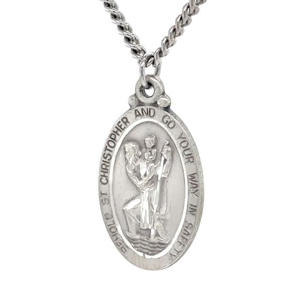 Sterling Silver Saint Christopher Pendant Necklace Image 2 Minor Jewelry Inc. Nashville, TN