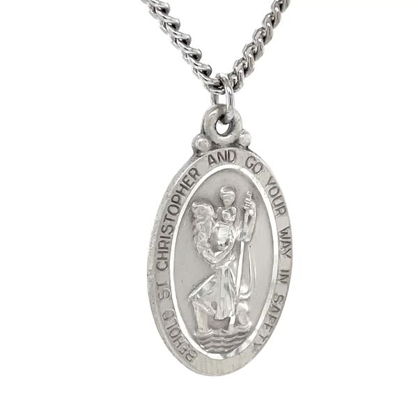 Sterling Silver Saint Christopher Pendant Necklace Image 3 Minor Jewelry Inc. Nashville, TN