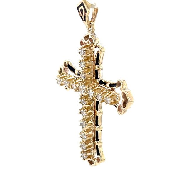 10K Yellow Gold Estate Mined Diamond Cross Pendant Image 3 Minor Jewelry Inc. Nashville, TN