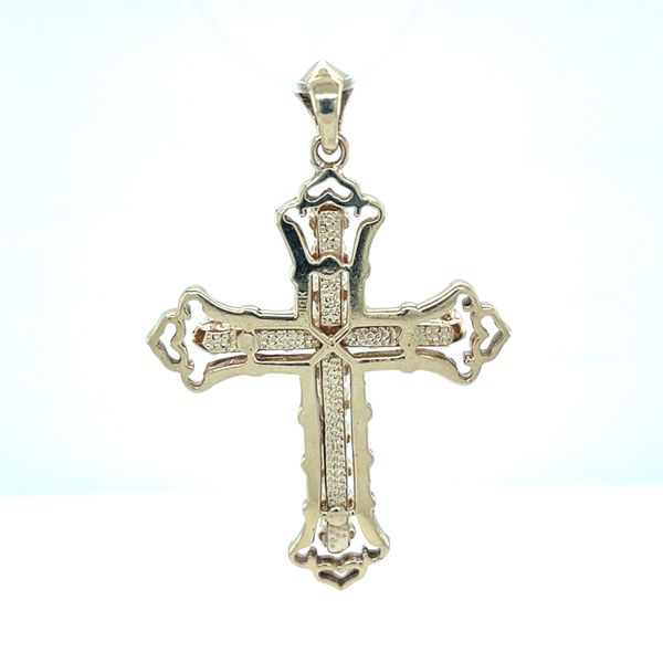 10K Yellow Gold Estate Mined Diamond Cross Pendant Image 4 Minor Jewelry Inc. Nashville, TN