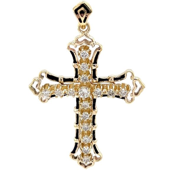 10K Yellow Gold Estate Mined Diamond Cross Pendant Minor Jewelry Inc. Nashville, TN