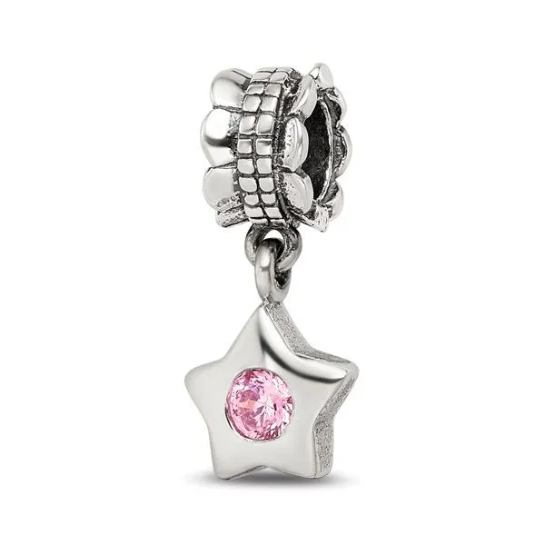 Sterling Silver Pink CZ Star Bead