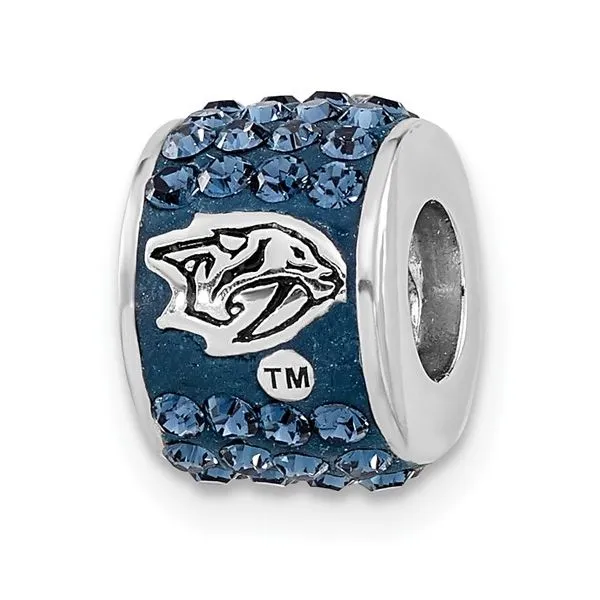 Sterling Silver Nashville Predators Blue Crystal Bead