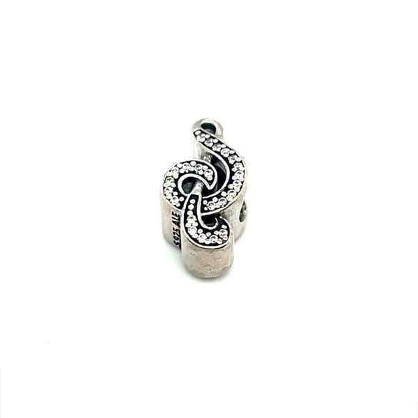 Sterling Silver Treble Clef Bead with Cubic Zirconium Stones