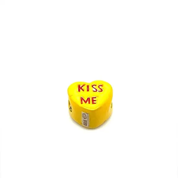 Sterling Silver Enamel \Kiss Me\ Bead