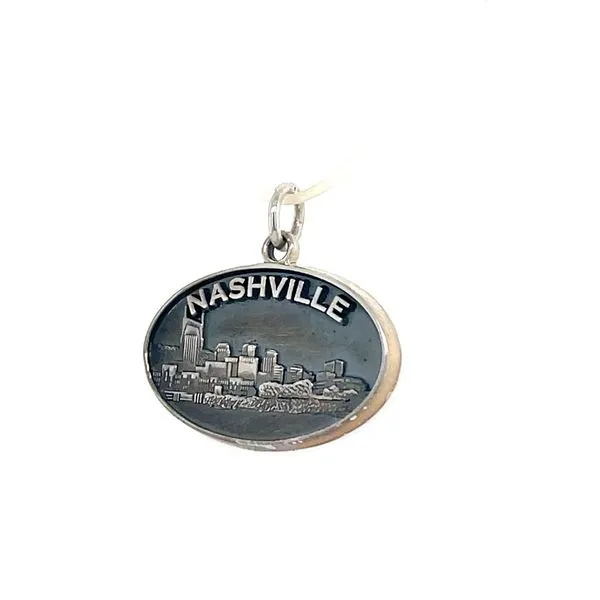 Sterling Silver Oval Shaped Custom Design Nashville Skyline Charm Minor Jewelry Inc. Nashville, TN