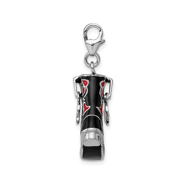 Sterling Silver Black/Red Enameled Cowboy Boot Image 3 Minor Jewelry Inc. Nashville, TN