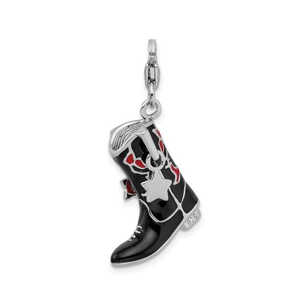 Sterling Silver Black/Red Enameled Cowboy Boot Minor Jewelry Inc. Nashville, TN